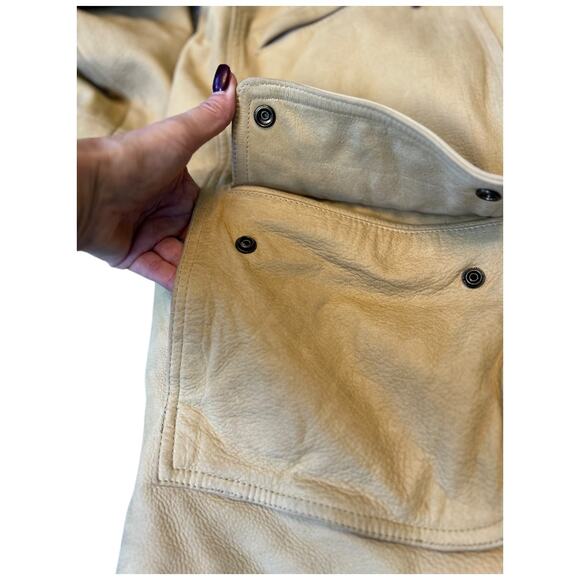 NWOT Mirage Men’s XXL Brushed Thick Creamy Tan Leather Field Coat, Barn Jacket - Picture 7 of 16